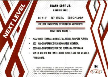 2024 SAGE HIT #94 Frank Gore Jr. Back