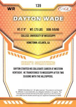 2024 SAGE HIT #139 Dayton Wade Back