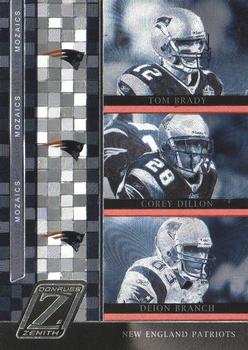 2005 Donruss Zenith - Mozaics Silver #M-9 Tom Brady / Corey Dillon / Deion Branch Front