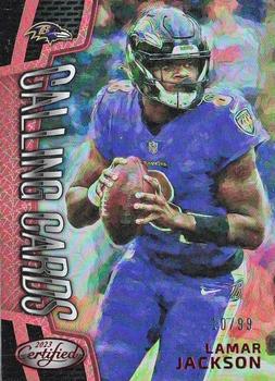 2023 Panini Certified - Calling Cards Mirror Red #CALL-12 Lamar Jackson Front