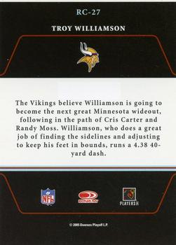 2005 Donruss Zenith - Rookie Roll Call Silver #RC-27 Troy Williamson Back