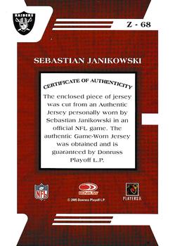 2005 Donruss Zenith - Z-Jerseys #Z-68 Sebastian Janikowski Back