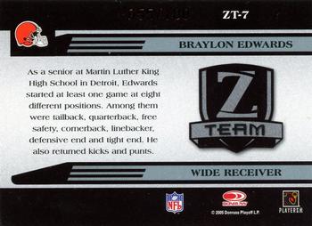 2005 Donruss Zenith - Z-Team Gold #ZT-7 Braylon Edwards  Back