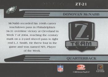 2005 Donruss Zenith - Z-Team Gold #ZT-21 Donovan McNabb  Back