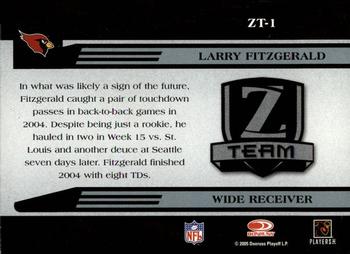 2005 Donruss Zenith - Z-Team Silver #ZT-1 Larry Fitzgerald  Back