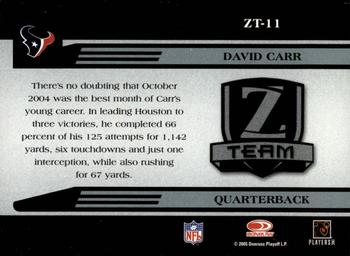 2005 Donruss Zenith - Z-Team Silver #ZT-11 David Carr  Back