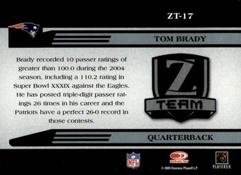 2005 Donruss Zenith - Z-Team Silver #ZT-17 Tom Brady  Back