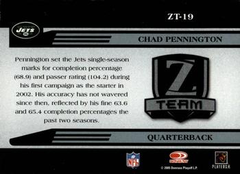 2005 Donruss Zenith - Z-Team Silver #ZT-19 Chad Pennington  Back