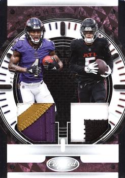 2023 Panini Certified - Stitches in Time Dual Mirror Pink Etch #SITD-19 Zay Flowers / Drake London Front