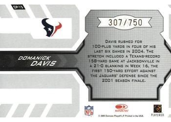 2005 Leaf Certified Materials - Certified Potential #CP-15 Domanick Davis Back