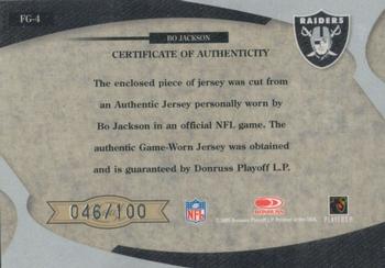 2005 Leaf Certified Materials - Fabric of the Game #FG-4 Bo Jackson Back