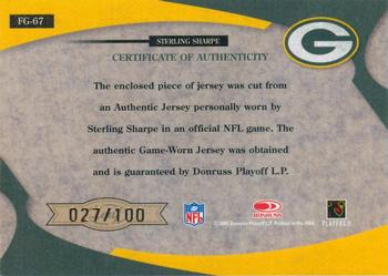 2005 Leaf Certified Materials - Fabric of the Game #FG-67 Sterling Sharpe Back