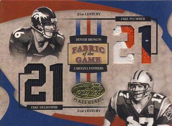 2005 Leaf Certified Materials - Fabric of the Game 21st Century #FG-100 Jake Plummer / Jake Delhomme Front