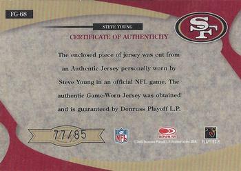 2005 Leaf Certified Materials - Fabric of the Game Debut Year #FG-68 Steve Young Back