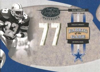 2005 Leaf Certified Materials - Fabric of the Game Debut Year #FG-76 Tony Dorsett Front