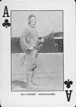 1974 West Virginia Mountaineers Playing Cards - Gold Backs #A♣ Stu Wolpert Front