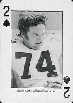 1974 West Virginia Mountaineers Playing Cards - Gold Backs #2♠ Chuck Smith Front