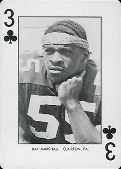 1974 West Virginia Mountaineers Playing Cards - Gold Backs #3♣ Ray Marshall Front