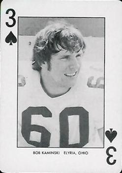 1974 West Virginia Mountaineers Playing Cards - Gold Backs #3♠ Bob Kaminski Front