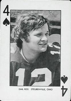 1974 West Virginia Mountaineers Playing Cards - Gold Backs #4♠ Emil Ros Front