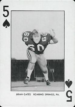 1974 West Virginia Mountaineers Playing Cards - Gold Backs #5♠ Brian Gates Front