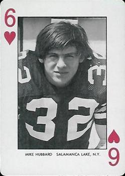1974 West Virginia Mountaineers Playing Cards - Gold Backs #6♥ Mike Hubbard Front