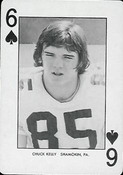 1974 West Virginia Mountaineers Playing Cards - Gold Backs #6♠ Chuck Kelly Front