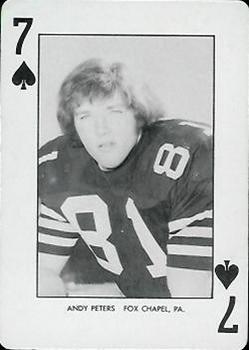 1974 West Virginia Mountaineers Playing Cards - Gold Backs #7♠ Andy Peters Front