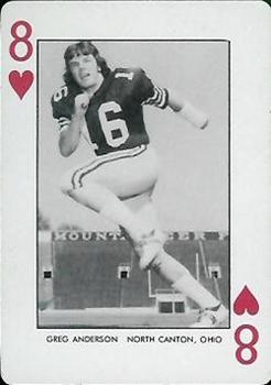 1974 West Virginia Mountaineers Playing Cards - Gold Backs #8♥ Greg Anderson Front
