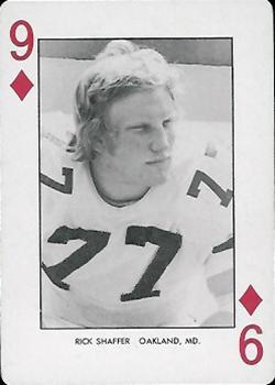 1974 West Virginia Mountaineers Playing Cards - Gold Backs #9♦ Rick Shaffer Front