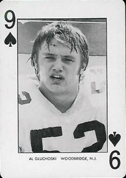 1974 West Virginia Mountaineers Playing Cards - Gold Backs #9♠ Al Gluchoski Front