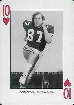 1974 West Virginia Mountaineers Playing Cards - Gold Backs #10♥ John Adams Front