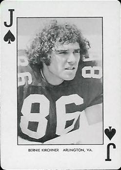 1974 West Virginia Mountaineers Playing Cards - Gold Backs #J♠ Bernie Kirchner Front