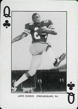 1974 West Virginia Mountaineers Playing Cards - Gold Backs #Q♣ Artie Owens Front