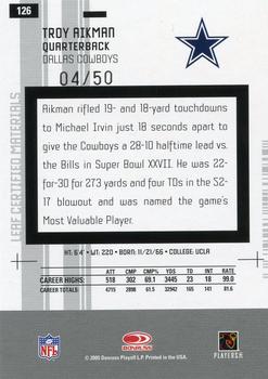 2005 Leaf Certified Materials - Mirror Blue #126 Troy Aikman Back
