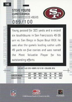 2005 Leaf Certified Materials - Mirror Red #140 Steve Young Back