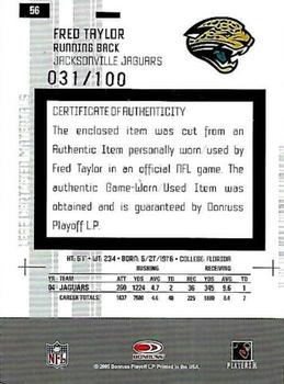 2005 Leaf Certified Materials - Mirror Red Materials #56 Fred Taylor Back