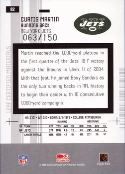 2005 Leaf Certified Materials - Mirror White #82 Curtis Martin Back
