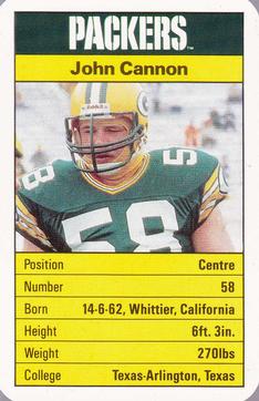 1987 Ace Fact Pack Green Bay Packers #NNO John Cannon Front