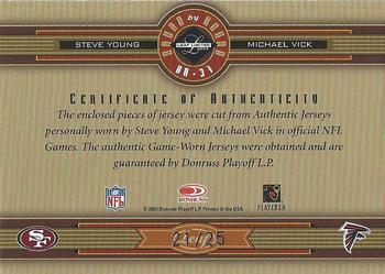 2005 Leaf Limited - Bound by Round Jerseys Prime #BR-37 Steve Young / Michael Vick Back