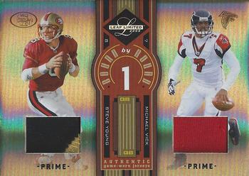 2005 Leaf Limited - Bound by Round Jerseys Prime #BR-37 Steve Young / Michael Vick Front