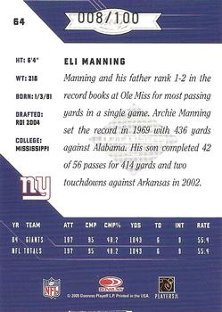 2005 Leaf Limited - Bronze Spotlight #64 Eli Manning Back