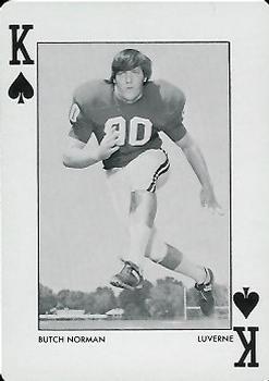 1972 Alabama Crimson Tide Playing Cards (White Backs) #K♠ Butch Norman Front