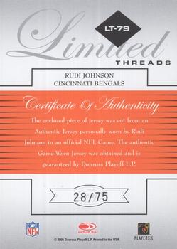 2005 Leaf Limited - Threads #LT-79 Rudi Johnson Back