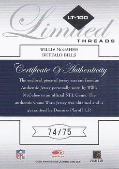 2005 Leaf Limited - Threads #LT-100 Willis McGahee Back