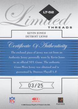 2005 Leaf Limited - Threads Prime #LT-52 Kevin Jones Back
