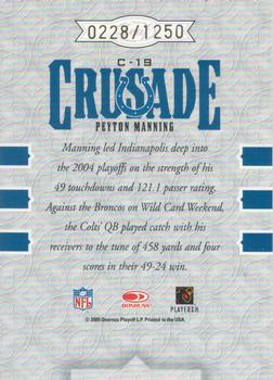 2005 Leaf Rookies & Stars - Crusade Red #C-19 Peyton Manning Back