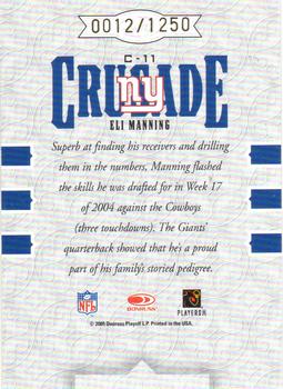2005 Leaf Rookies & Stars - Crusade Red #C-11 Eli Manning Back