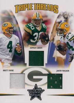 2005 Leaf Rookies & Stars - Triple Threads #TT-7 Brett Favre / Ahman Green / Javon Walker Front