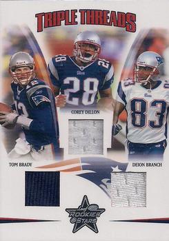 2005 Leaf Rookies & Stars - Triple Threads #TT-13 Tom Brady / Corey Dillon / Deion Branch Front